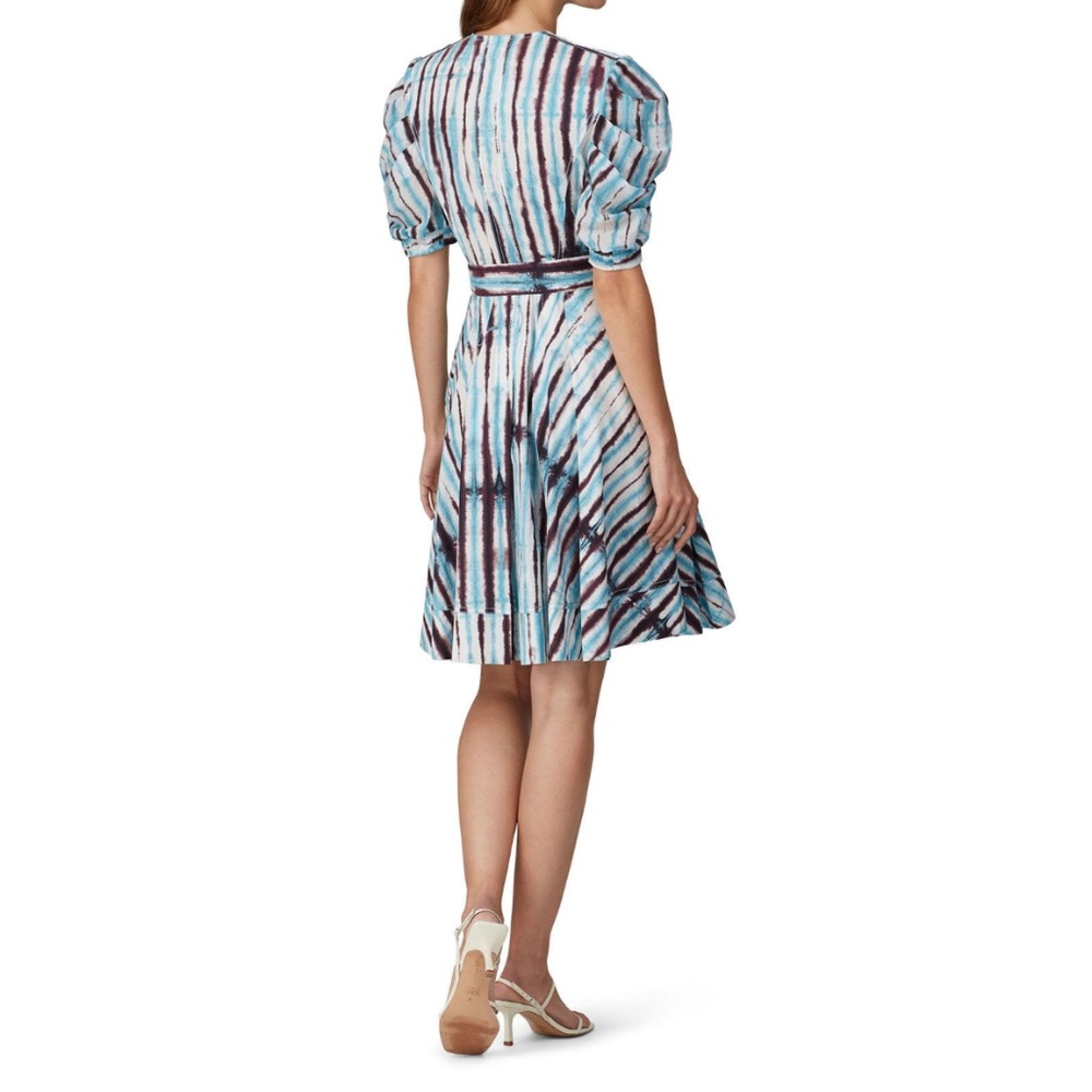 Diane Von Furstenberg Indra Cotton Poplin Tie Dye Rain Mini Wrap Dress - Picture 3 of 6